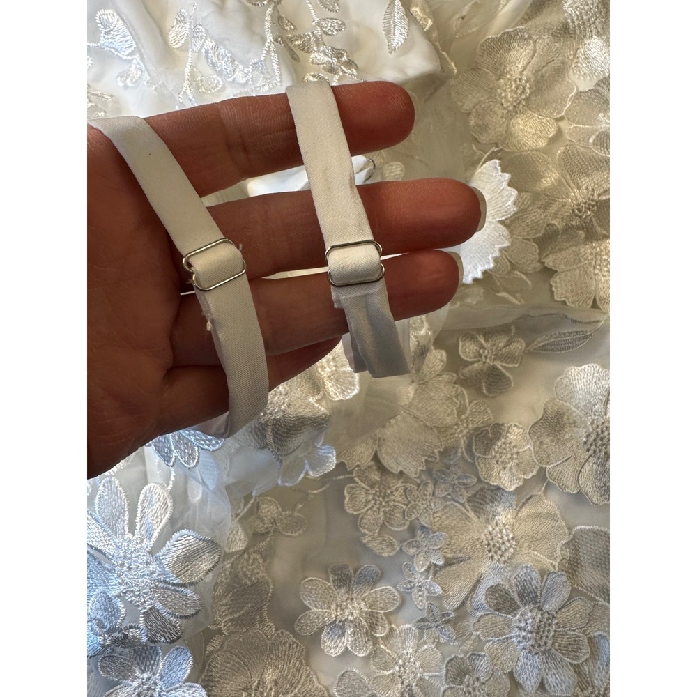 Lulus White Floral 3D Embroidered Organza Midi Dress Fairycore Woman's Large NWT - Picture 5 of 17